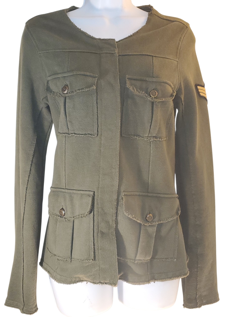 Zara Military-Inspired Olive Utility Jacket with Patch Pockets